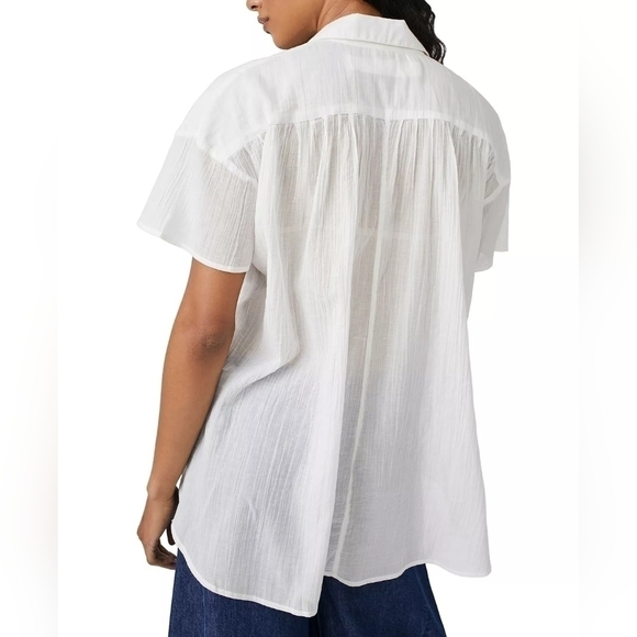 Free People We The Free- Float Away Cotton Pleated Shirt - Picture 4 of 8